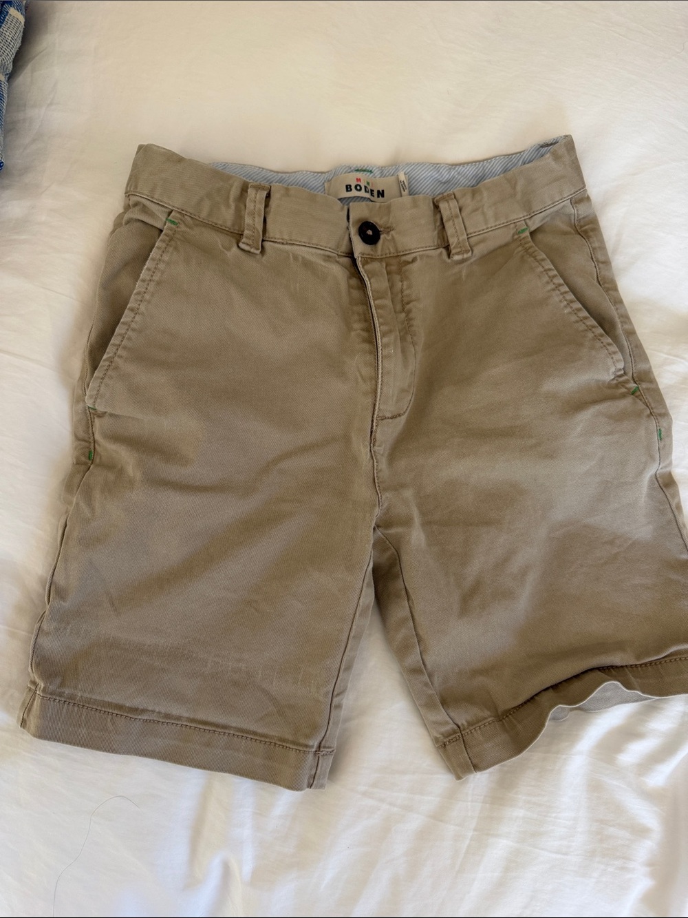 Boden kids Tan Flat-Front khaki Shorts